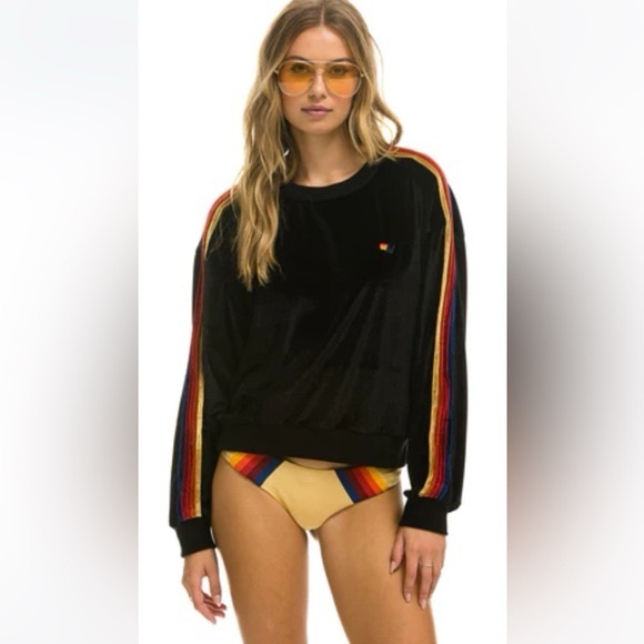 Aviator Nation Tops - Aviator Nation Classic Velvet Black Sweatshirt with Yellow Accents Small